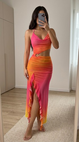 Damen maxikleid 70er - damen, pink