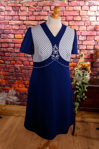 Vintage orig 70er kleid blau - vintage,