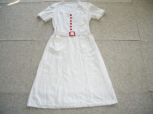 Kleid frottee weiß rot - kleid,